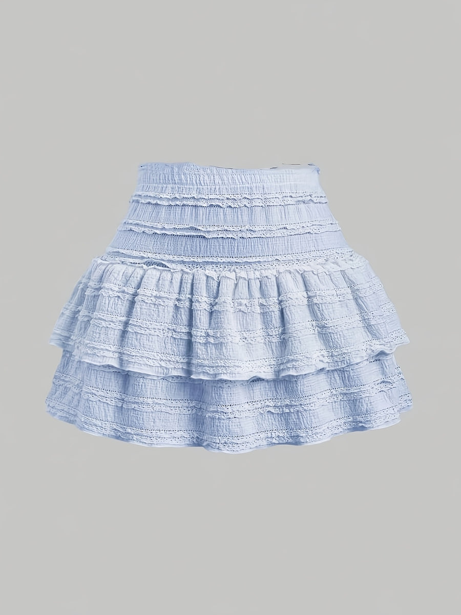 BK012107 White Skirt Lace - Sky Blue