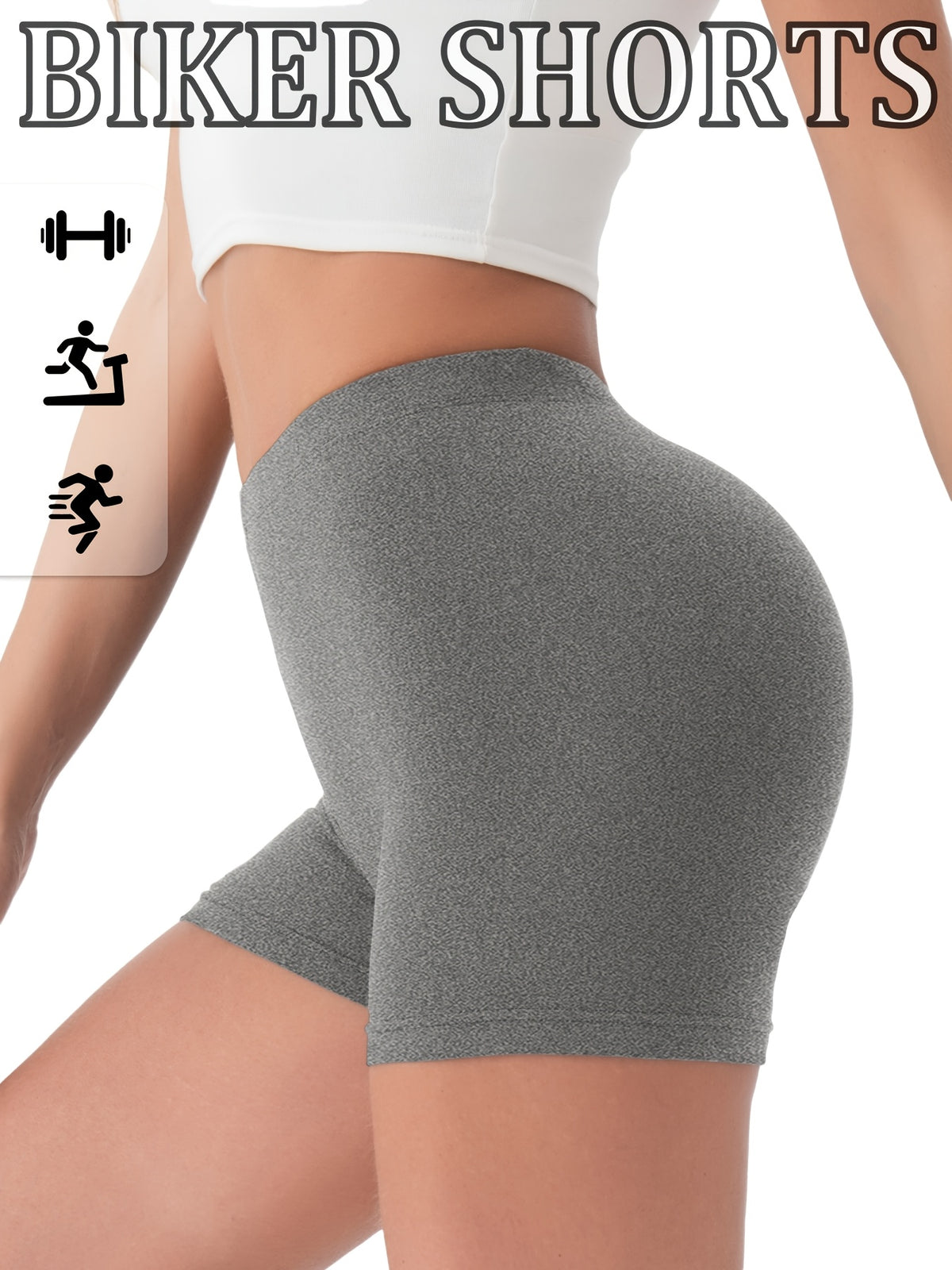 [ Shorts] 1pc Biker Shorts for Women, Non-See-Through Leggings, 5.08cm Inseam, Tight Fit, High Elasticity For, Cycling Shorts - Grey