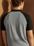 Men'S Color-Block Knit Polo Shirt, Summer Off-Shoulder Short Sleeve Top, Casual Versatile Breathable Base Layer, Light Mature Style Men'S POLO Sweater - Grey