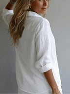 Ladies' Fashionable And Elegant Vacation Shirt, Casual, Versatile, Loose-Fitting Commuter Top, Wilderness Orienteering - White
