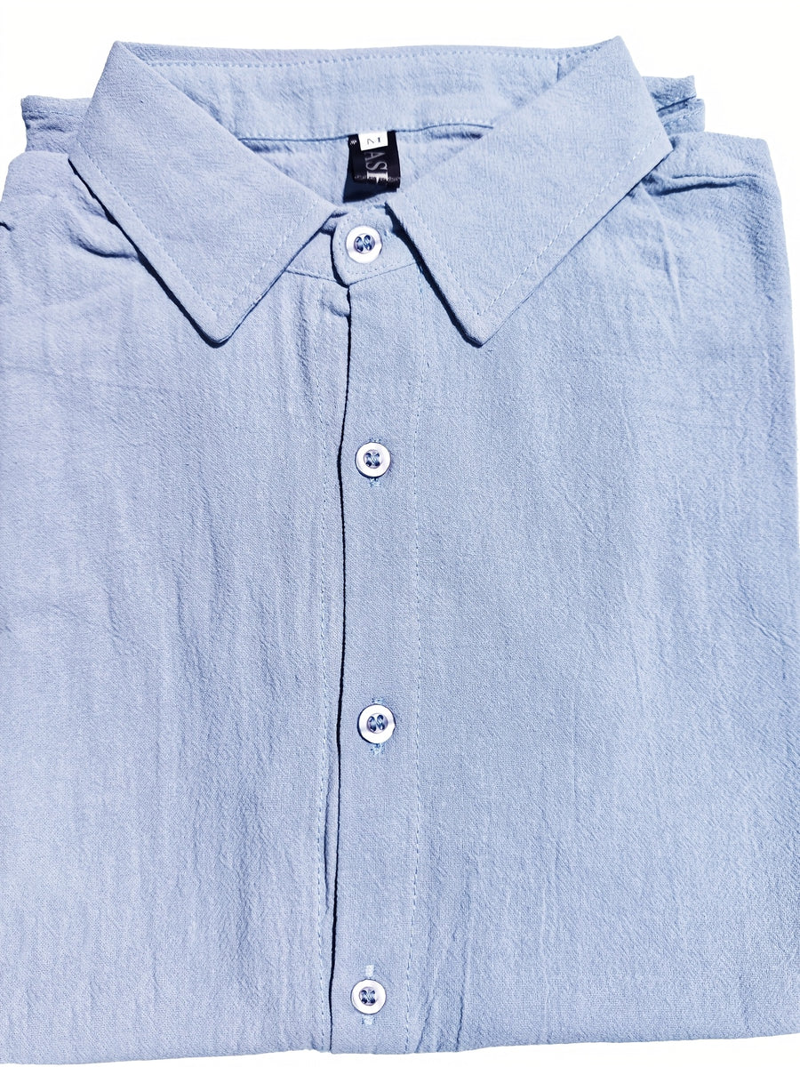 Casual Men's Pure-color Long-sleeved Shirt, a Classic and Versatile Button-up Cardigan, Skin-friendly, Breathable, and of Good Texture. Available in Multiple Colors, It Is the First Choice for Daily Commuting, Shopping, and Going Out. - Sky Blue