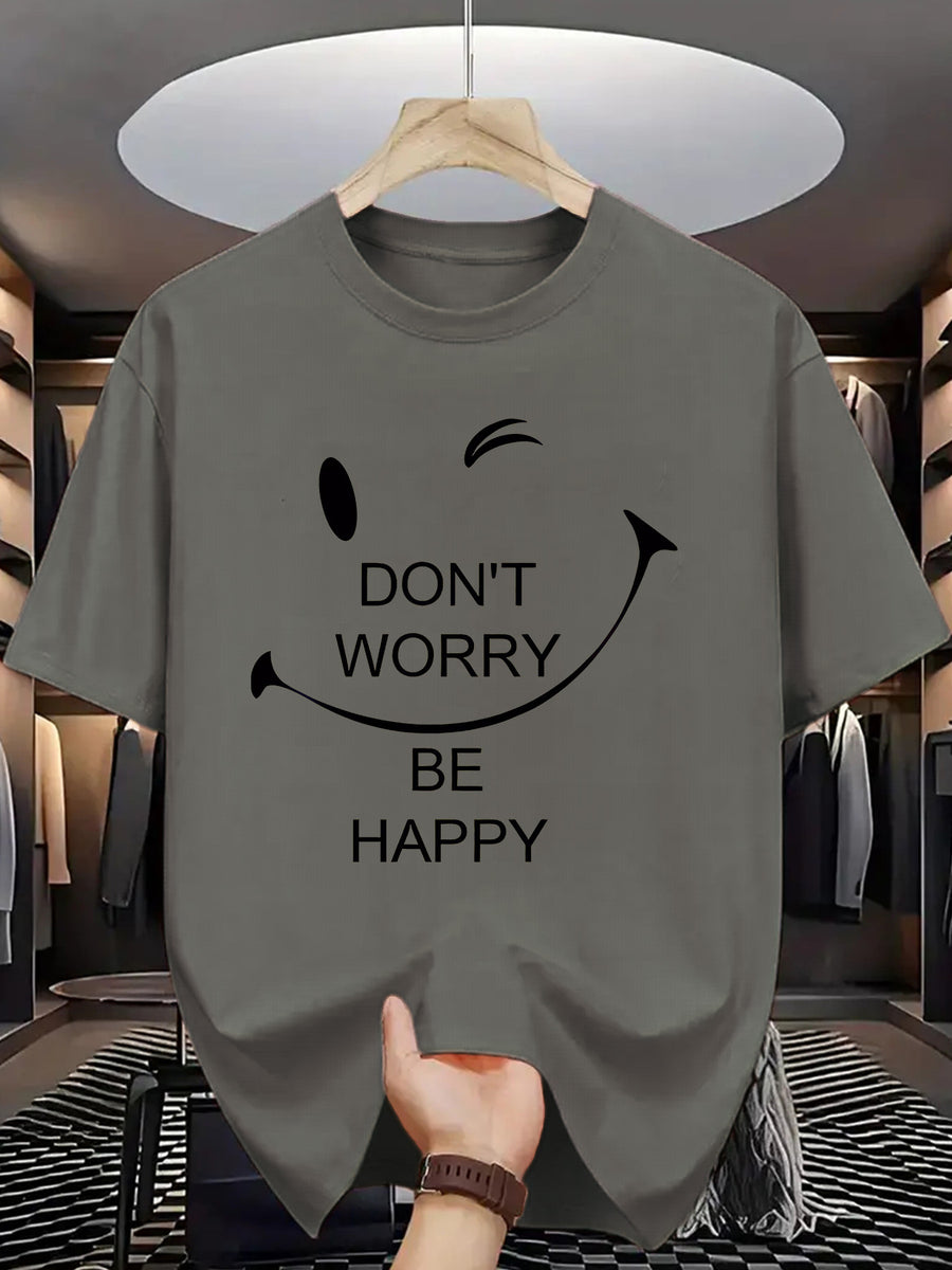 Trendy Printed T Shirts for Men, Regular Standard Fit Comfortable Short Sleeve Casual Tee, Versatile Everyday Fashion Outfit Top - Dark Gray