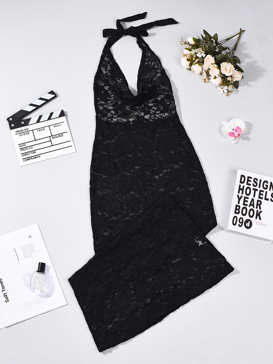 New Summer Women's Elegant and Fashionable Solid Color Versatile Casual Comfortable Long-Length Iron-On Collar Slim-Fit Dress, Suitable for Gatherings, Daily Wear, Weddings, Parties, and as a Bridesmaid Dress - Black