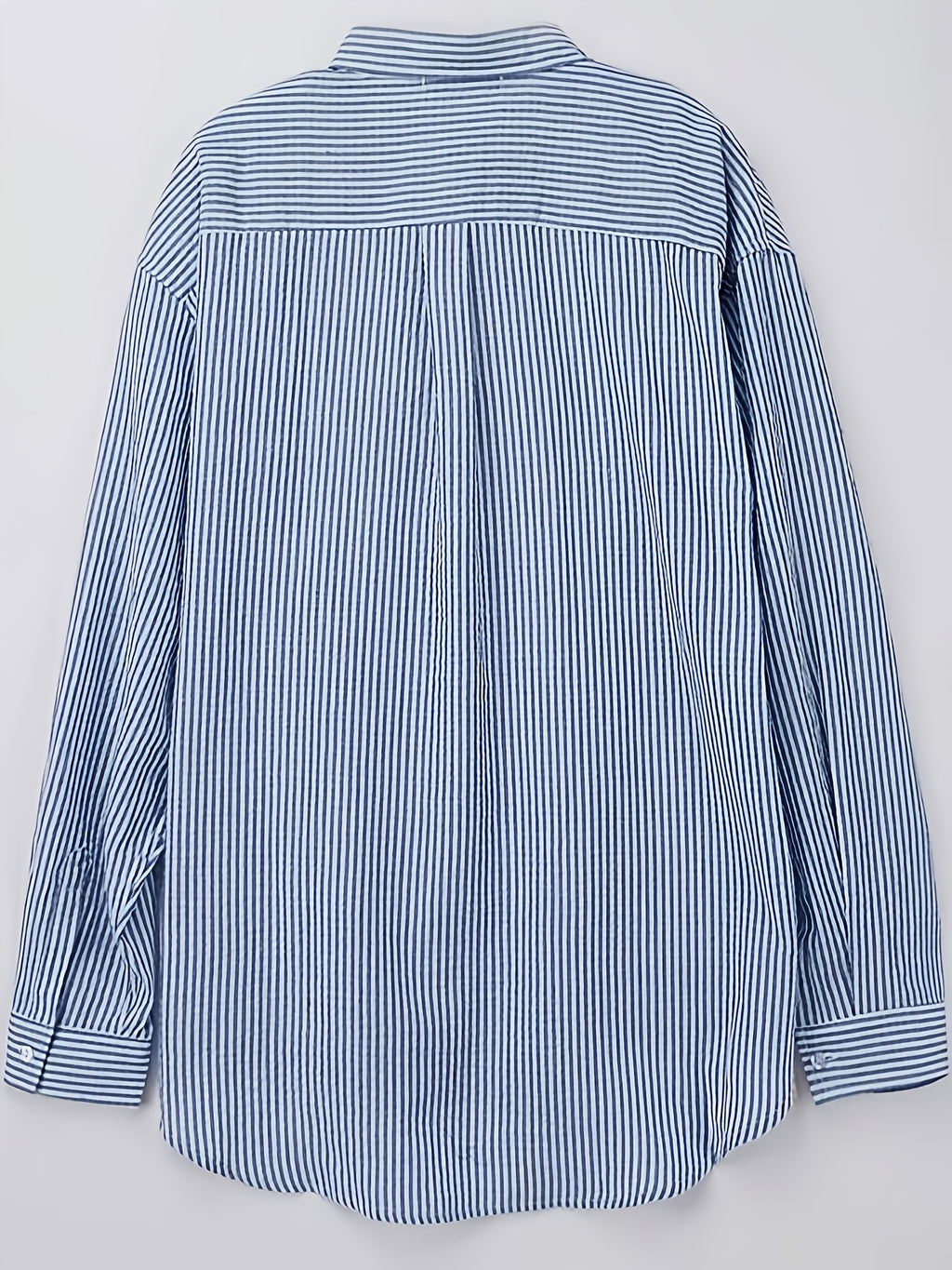 Men's Blue Striped Long-sleeve Shirt, Spring/autumn Style - Blue