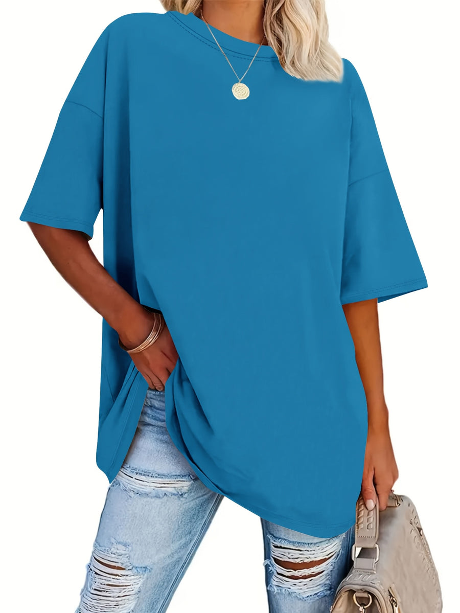 A Very Trendy Solid-color Women's Fashion T-shirt That Is Perfect for Spring and Summer, and Versatile Enough for All Seasons and All Body Types! - Royal Blue