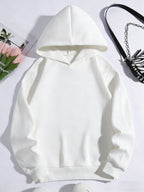 [Hot Style] Red Lip and Eye Makeup Printed White Hoodie, Fashion Personality Sweater, Trendy Daily All-match Top - White