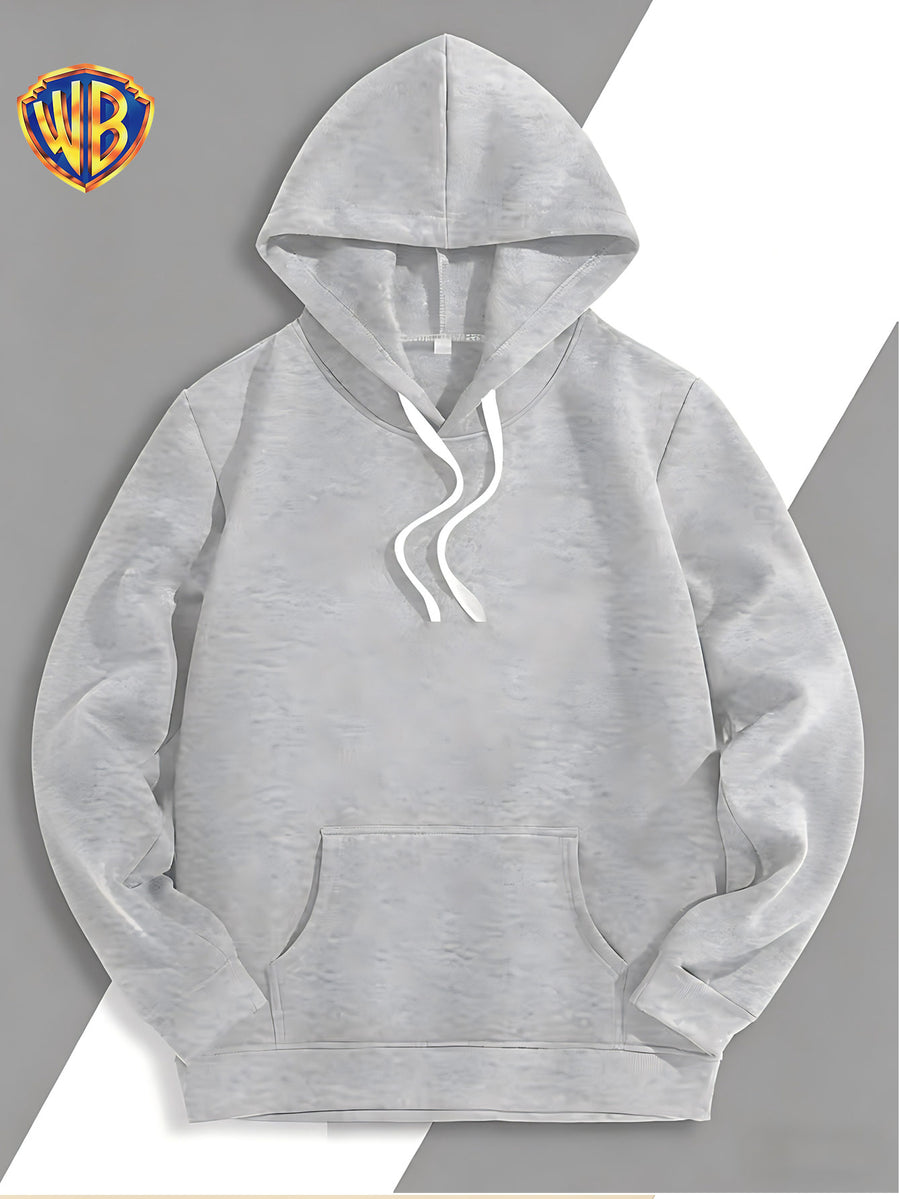 Dark and Edgy Style Hooded Sweatshirt, Featuring a Reimagined Clown Portrait Print with a Graffiti-like Texture That Exudes a Street Vibe. Packed with Streetwear Brand Attributes, It Unleashes a Free-spirited Aura and Is Unisex for Both Men and Women - Light Grey