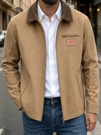 2026 American Retro Work Jacket Men'S Corduroy Lapel Sports Commuter Casual Outerwear Jacket - Khaki