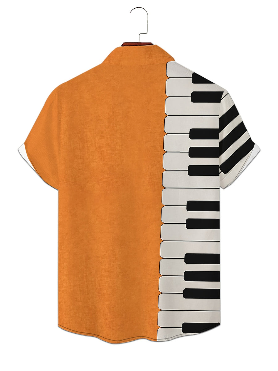 Men'S Fashion Short Sleeve Shirt - Orange