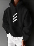 RBWY Unisex Autumn/Winter New Arrival, Fashionable and Trendy -Lined Hooded Couple's Sweatshirt, Casual Drawstring Hoodie, Long Sleeve Hooded Heat-Transfer Print Japanese Sweatshirt,  Trendy Letter Print - Black