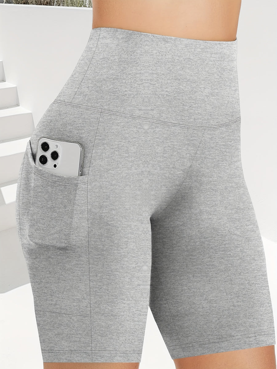 Summer Fashion High-Waist Capri Pants with Pockets - Light Hemp Grey
