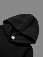 Women's Winter Casual -Lined Thickened Hooded Sweatshirt and Sweatpants Two-Piece Set - Black