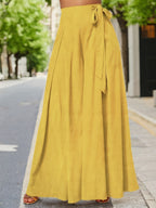 Yy0324110+Spring And Summer Women'S Fashion, Casual Elegance, High-Waisted Wide-Leg Pants - Yellow