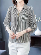 Fashion Short-Sleeve Printed Shirt for Women () - Black
