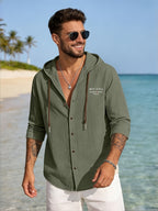 4pcs Men's Fashion Casual Long Sleeve Open Front Hooded Shirt | Soft 100% Cotton Woven Top | Regular Fit Suitable for Late Summer and Early Autumn | Skin-Friendly, Breathable, and Warm Daily Top | A Versatile Essential for City Strolls - Mixed Colors 17