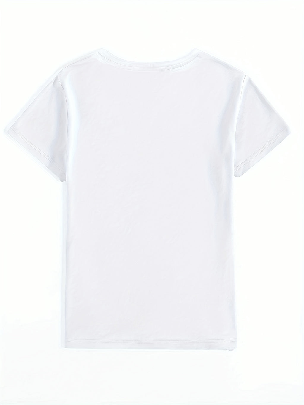 Women's Casual Short Sleeved T-shirt - M Letter Pattern Print, Regular Round Neck Top, Suitable for All Seasons, Women's Clothing - White