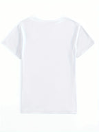 Women's Casual Short Sleeved T-shirt - M Letter Pattern Print, Regular Round Neck Top, Suitable for All Seasons, Women's Clothing - White