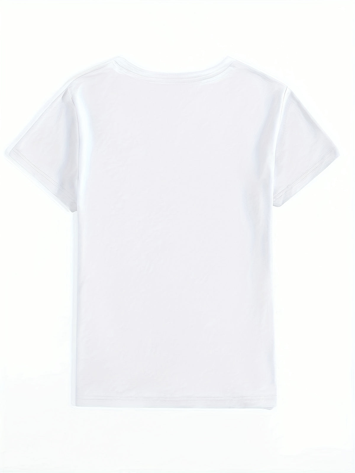 Women's Casual Short Sleeved T-shirt - M Letter Pattern Print, Regular Round Neck Top, Suitable for All Seasons, Women's Clothing - White