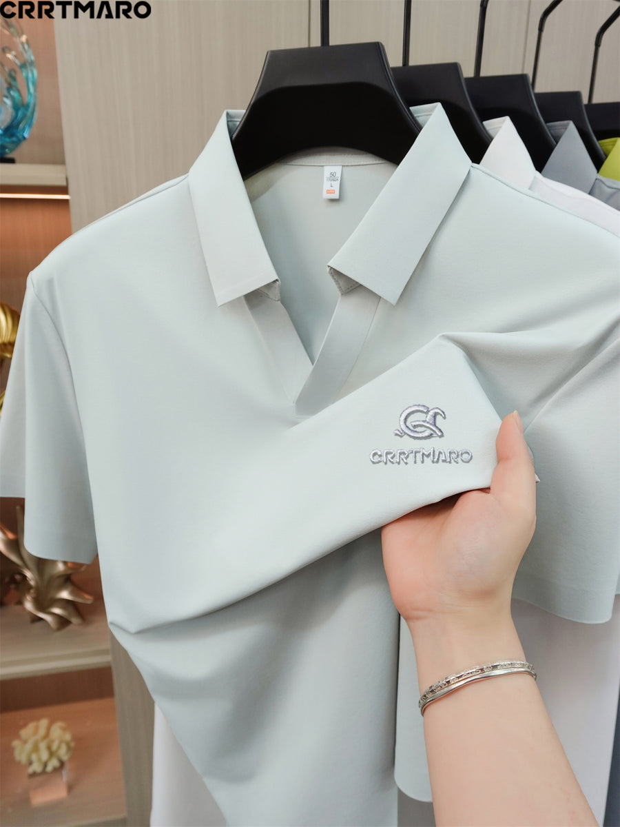Cartama CRRTMARO Summer New Men'S Short Sleeve Polo Shirt Easy Business Casual High-End Breathable Half Sleeve T-Shirt Men'S Wear Yongxing - M Beige