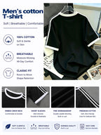Warner Exclusive, DC Superman Logo Print American Street Style Color-Block Striped T-Shirt, Men's Casual Short Sleeve, Suitable for Trendy Shopping, Daily Commuting, Street Check-Ins, and Light Sportswear - Black