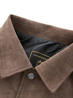 1pc Solid Color Men'S Utility Jacket, Lapel, Metal Button Flap Pockets Outerwear, Retro Casual Top, Suitable for Commuting, Street Outing - Black