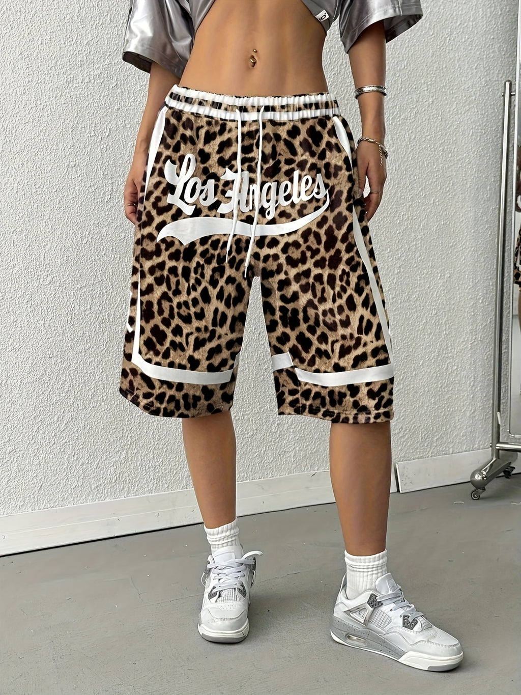 Y2K Women'S Casual Leopard Print Drawstring Shorts - Multicolor