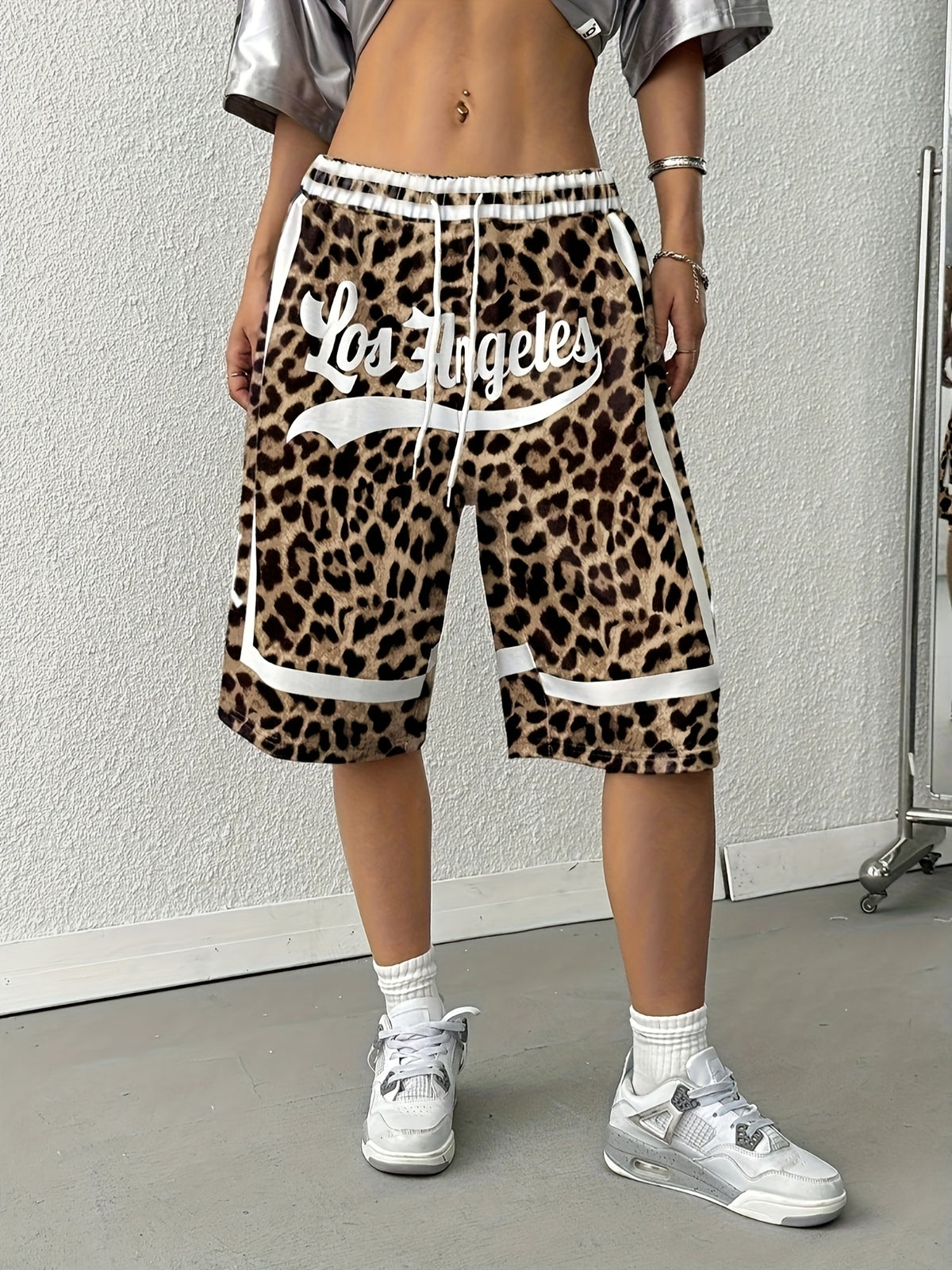 Y2K Women'S Casual Leopard Print Drawstring Shorts - Multicolor