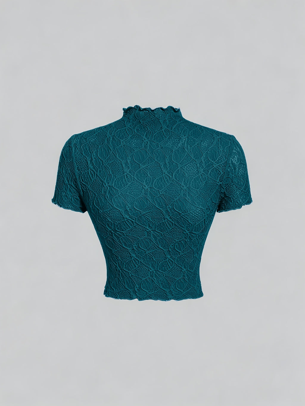 Lace Floral Jacquard Thin Women'S T-Shirt, Dreamy And Romantic, Suitable for Dates, Gatherings, Summer And Spring Wear, Spring Break, Vacation, Picnic, Holiday, Birthday, Etc - Peacock Blue