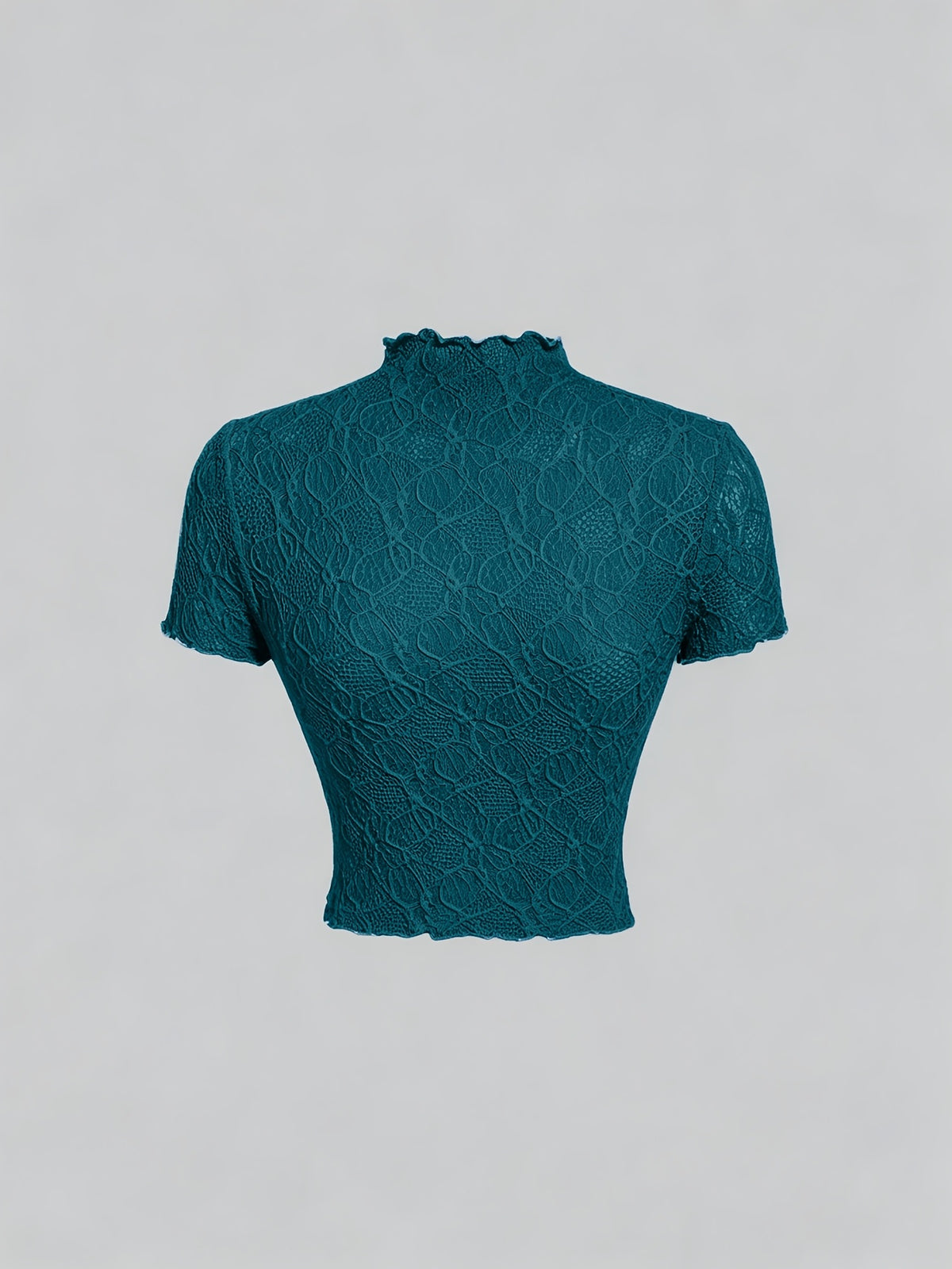 Lace Floral Jacquard Thin Women'S T-Shirt, Dreamy And Romantic, Suitable for Dates, Gatherings, Summer And Spring Wear, Spring Break, Vacation, Picnic, Holiday, Birthday, Etc - Peacock Blue