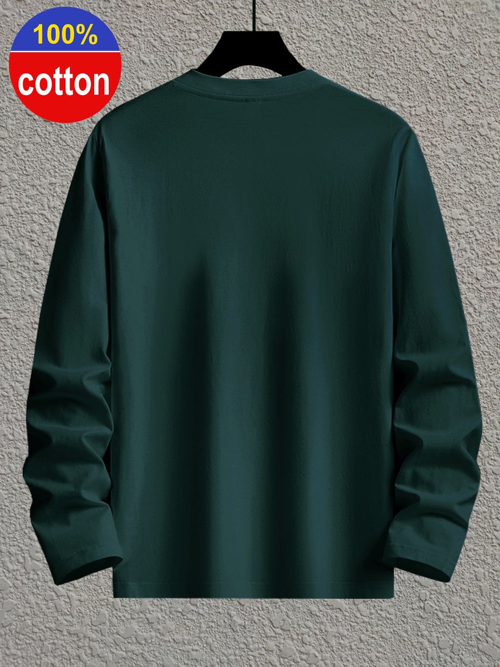 2pcs, 100% Cotton, Men's Heavyweight Long-Sleeve T-Shirt - Soft Breathable Crew Neck Casual Daily Wear, Beige Spring/Autumn Loungewear, Machine Washable - Mixed Colors 8