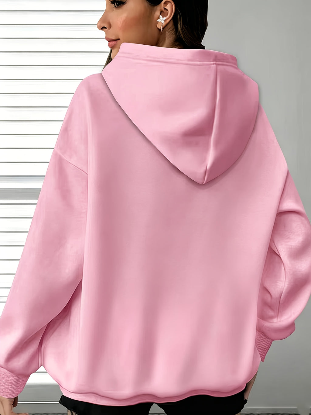 ETHIOPIA Lettering And Ethiopian Flag Pattern Autumn Winter Fashion Fleece Hooded Sweatshirt Women'S Printed Casual Elegant Women'S Clothing Cute Top - Pink Color