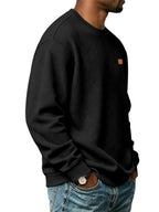 Men'S Fall Winter Crew Neck Sweatshirt 3D Textured Long Sleeve Pullover Loose Fit Casual Sports Commute Daily Home Outer Top Plus Size - Black