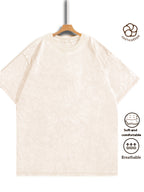 Men Heavyweight Short Sleeve T Shirt Washed Vintage Fashion Print Acid Wash Distressed Grunge Style Pure Breathable Fabric High Street Hip Hop Loose Fit Gym Fitness Workout Tops Casual Clothing 2026 - Apricot