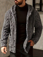 Men'S Casual Solid Color Hooded Jacket, Suitable for Autumn/Winter Outings, Men'S Plush Cardigan Men'S Snow Parka Hooded Cardigan Men'S Teddy Fleece Cardigan - Dark Gray
