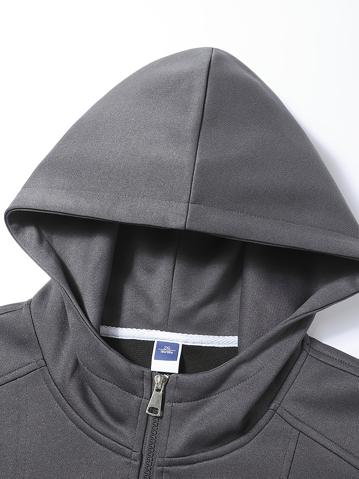 Men's Full-Zip Hoodie, Geometric Patchwork Loose Fit Long Sleeve Hooded Sweatshirt, Casual Streetwear Outerwear with Side Pockets, Thick and Soft Fabric Jacket, Suitable for Daily Walks, Gym, Sports, Outings, and Urban Streetwear - Dark Gray