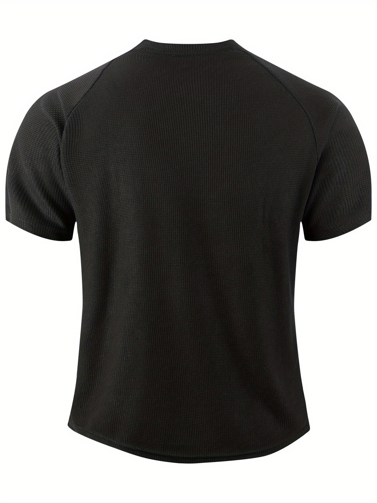 [New Arrival, Print Top] Summer New Men'S Print Waffle Top | T-Shirt, European Style, Business Casual, Breathable And Lightweight, Athletic T-Shirt - Black