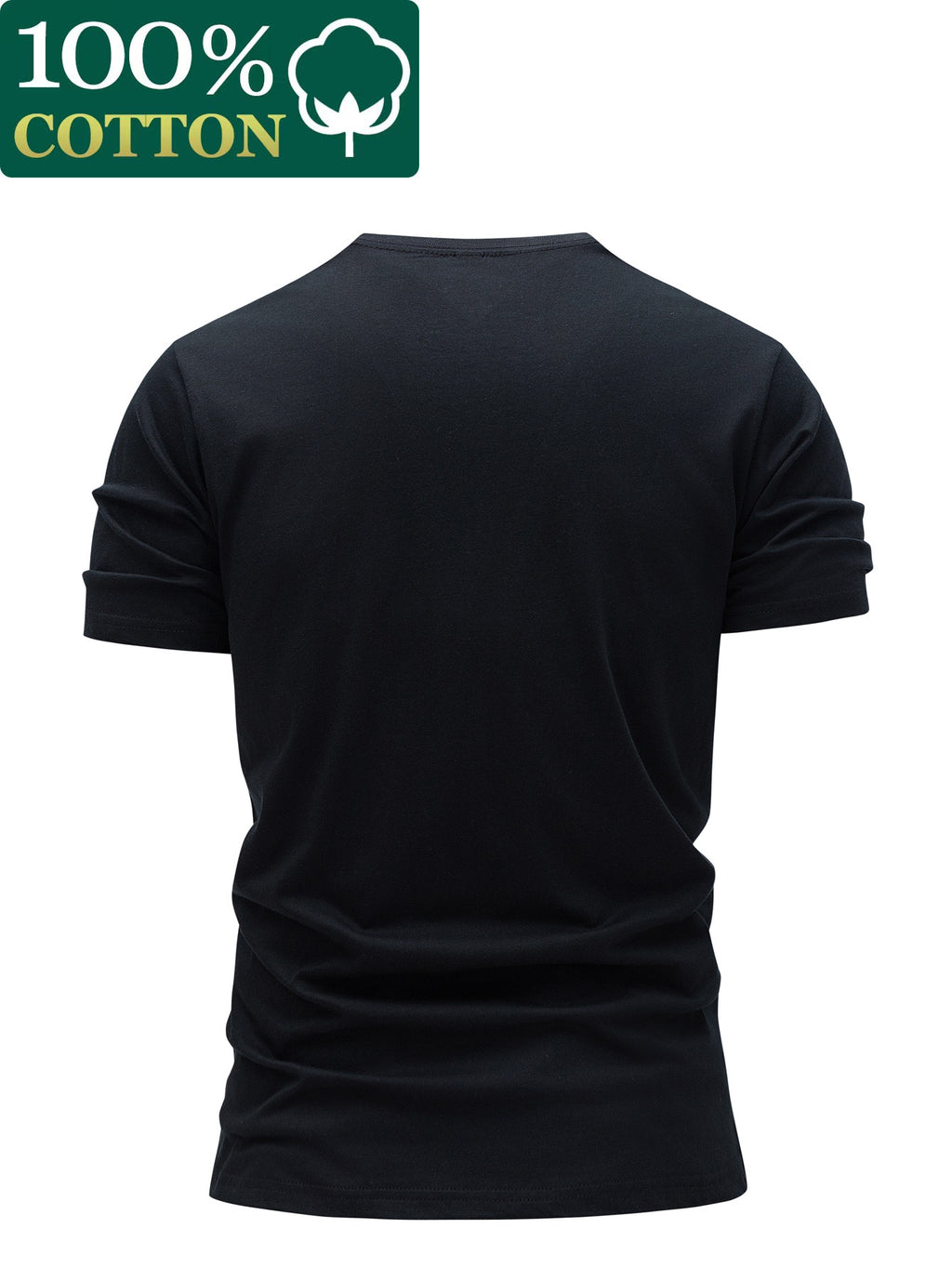 Men's 100% Cotton Autumn T-Shirt, Crew Neck Casual Spring/Autumn Long Sleeve T-Shirt, Comfortable and Soft Men's Top - Black