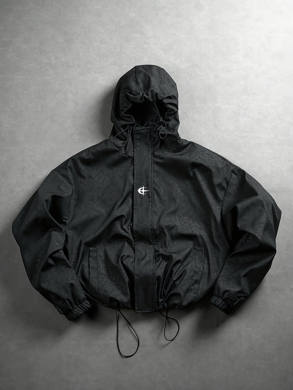 Men'S Spring Autumn Bomber Jacket with Drawstring Hood And Zipper Cardigan, Drawstring Hem Thin Jacket Casual Trendy Outerwear - Black