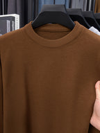 Minimalist City Round Neck Sweater for Daily Commute - Caramel
