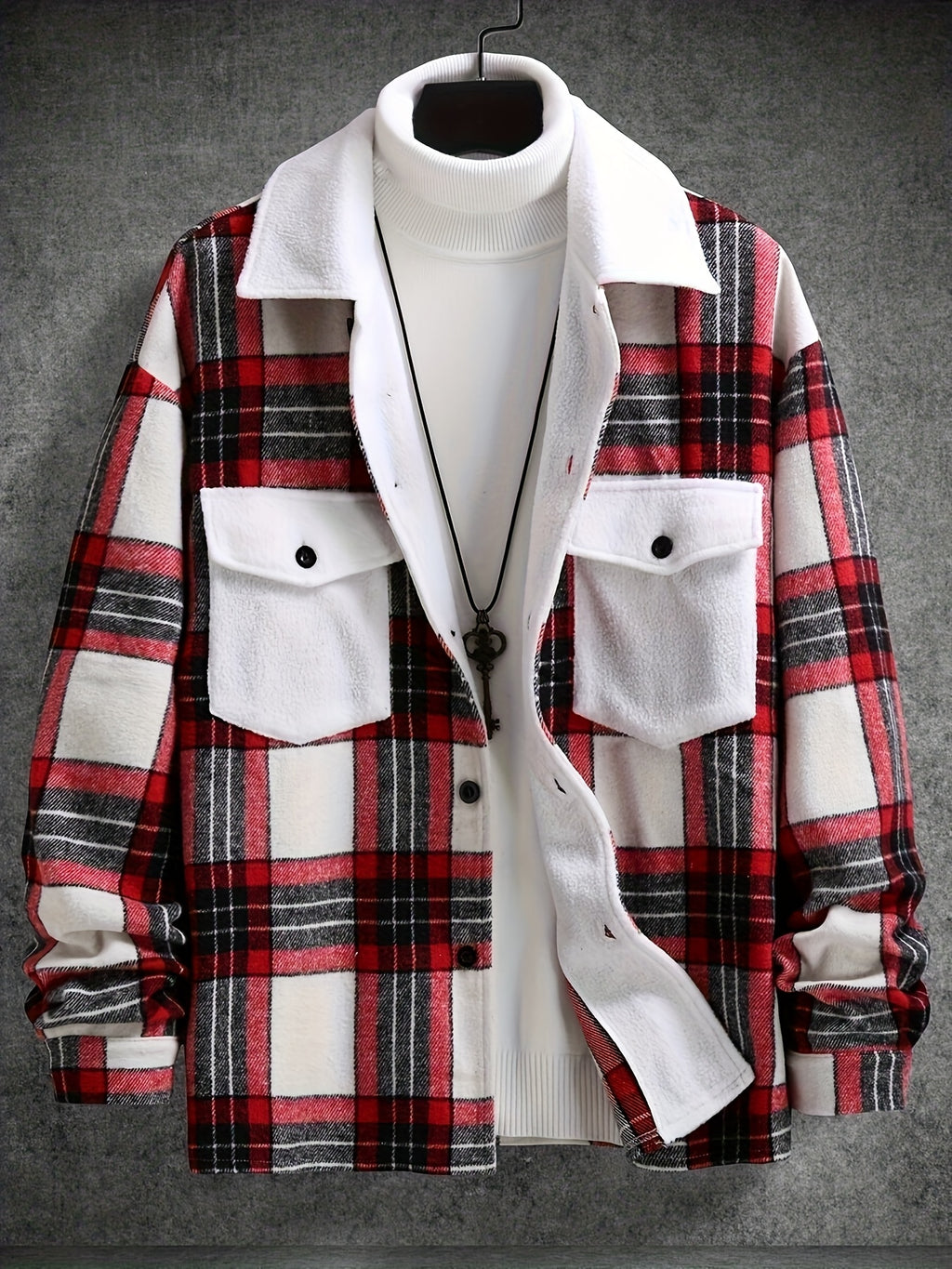 Pearson OBM Men's Novelty Plaid Cross-Border Coat - Red