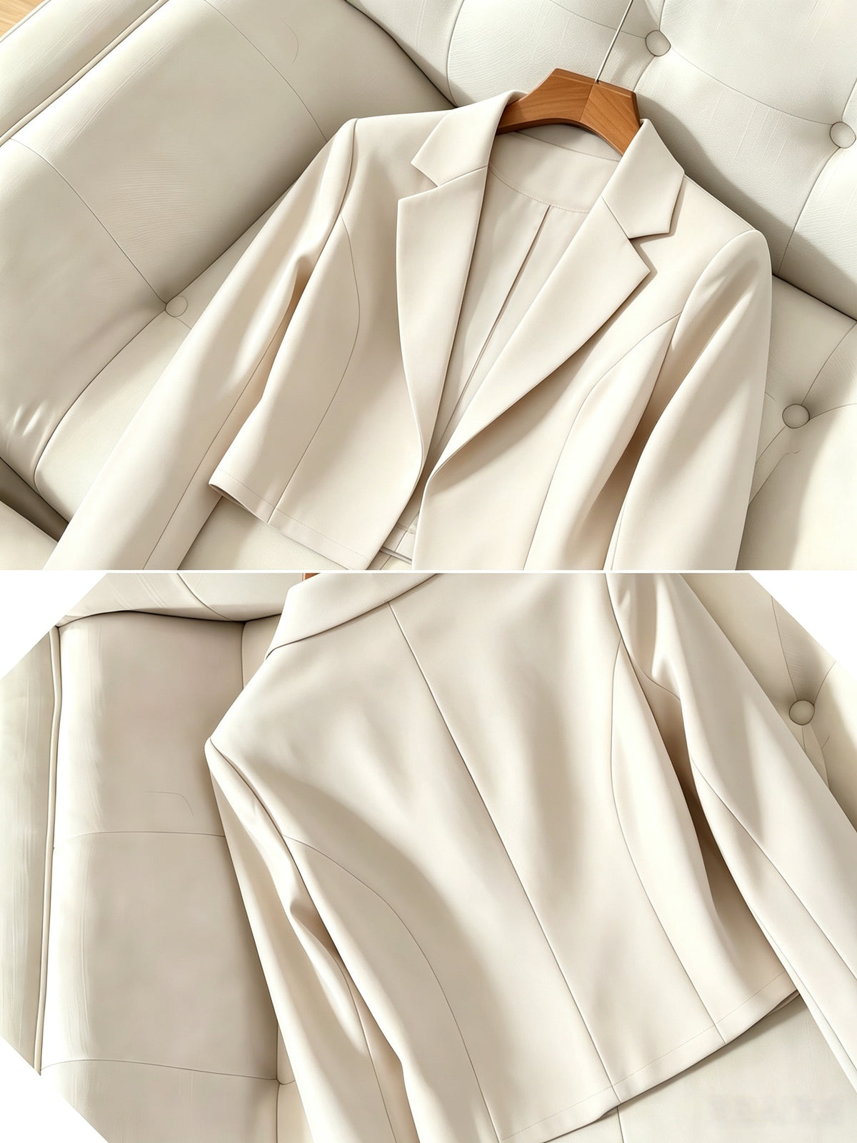 Elegant Women'S Short Fitted Blazer, Commute, Versatile (Unlined) - Off-white