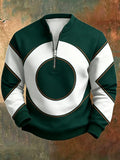 [Printed Design – Not Textured] Men's Spring/Autumn American Vintage Color-Block Digital Print Half-Zip Stand Collar Sweatshirt, Versatile Apparel for Daily Casual, Outdoor, and Commuting - Mixed colors