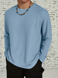 New Trendy Men's Versatile Casual Fashionable Comfortable Cool Skin-Friendly Long-Sleeve T-Shirt - Sky Blue