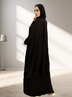 Muslim Traditional Women's Loose Abaya, Integrated Scarf Design, Suitable for Islamic Festivals (Ramadan, Eid Al-Fitr, Eid Al-Adha) - Black