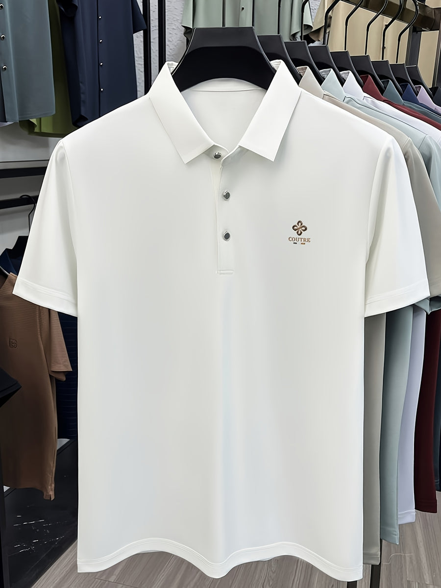 [Villa Le Water OBM] Summer Men'S Lapel Polo Shirt, Fashionable And Versatile Light Luxury Top, Business Casual Breathable Short Sleeve T-Shirt, Suitable for Daily Work Wear - White