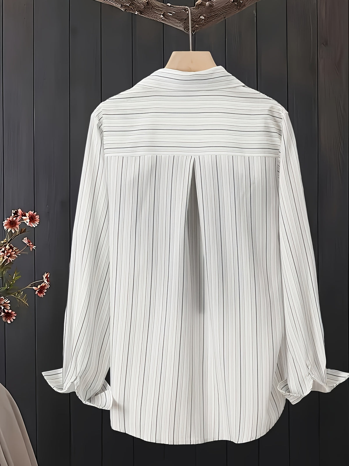 Women's Striped Long-Sleeve Shirt for Spring/Summer - White