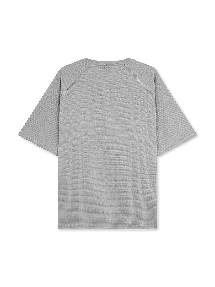 Men's Short-sleeve Waffle T-shirt, Lightweight and Breathable Crewneck Top, Suitable for Daily Casual Wear, Summer Vacations, and Outdoor Activities, with a Loose Fit - 1pc Gray