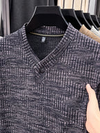 New Men's Long-Sleeve Warm Fashionable Versatile Knit Sweater - Purple