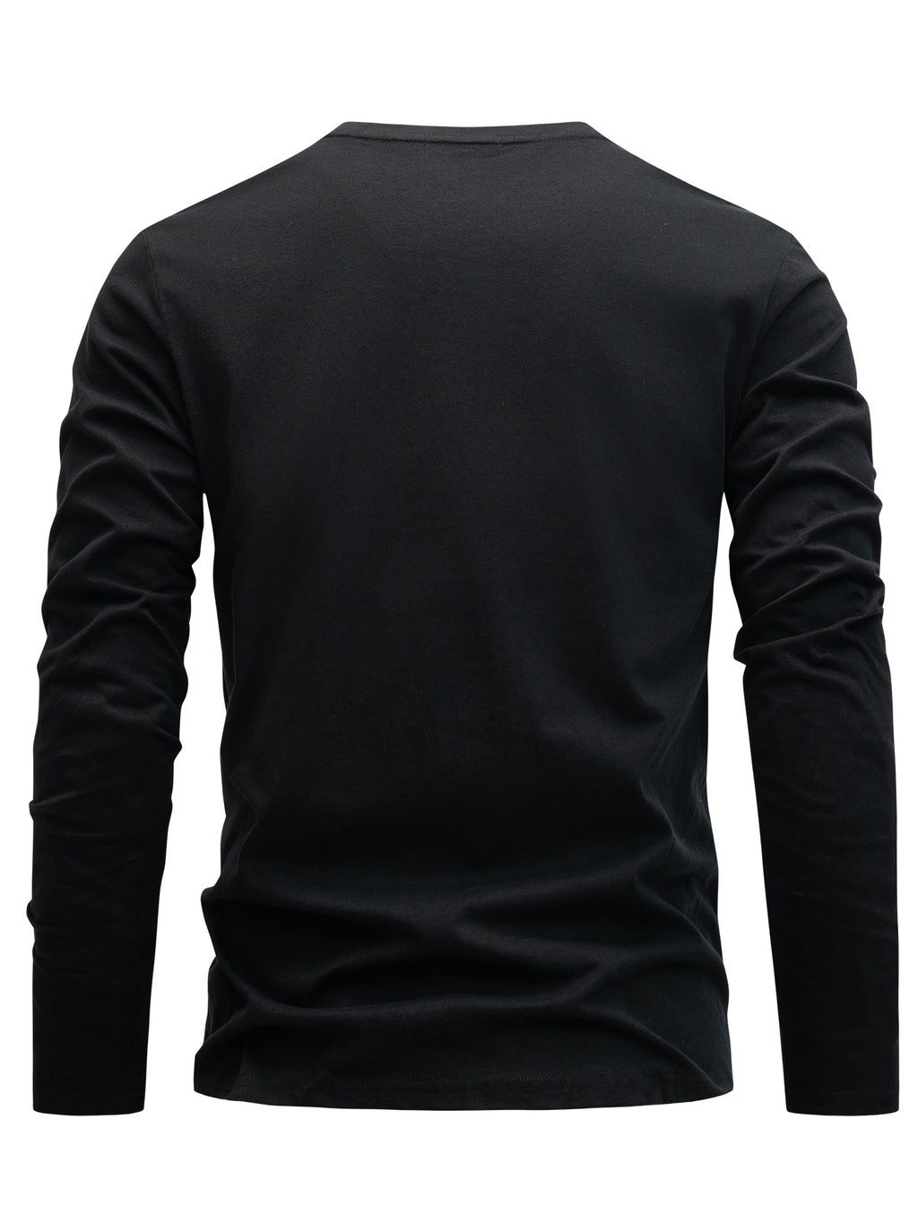 100% Cotton Men's T-Shirt, Spring/Autumn Long Sleeve, Standard Fit, Daily Casual Versatile Top, Fashionable, Elegant, , and Fun Print - Black