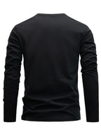 100% Cotton Men's T-Shirt, Spring/Autumn Long Sleeve, Standard Fit, Daily Casual Versatile Top, Fashionable, Elegant, , and Fun Print - Black